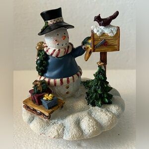 Holiday Time Snowman and Mailbox with Bird Candle Topper Cover